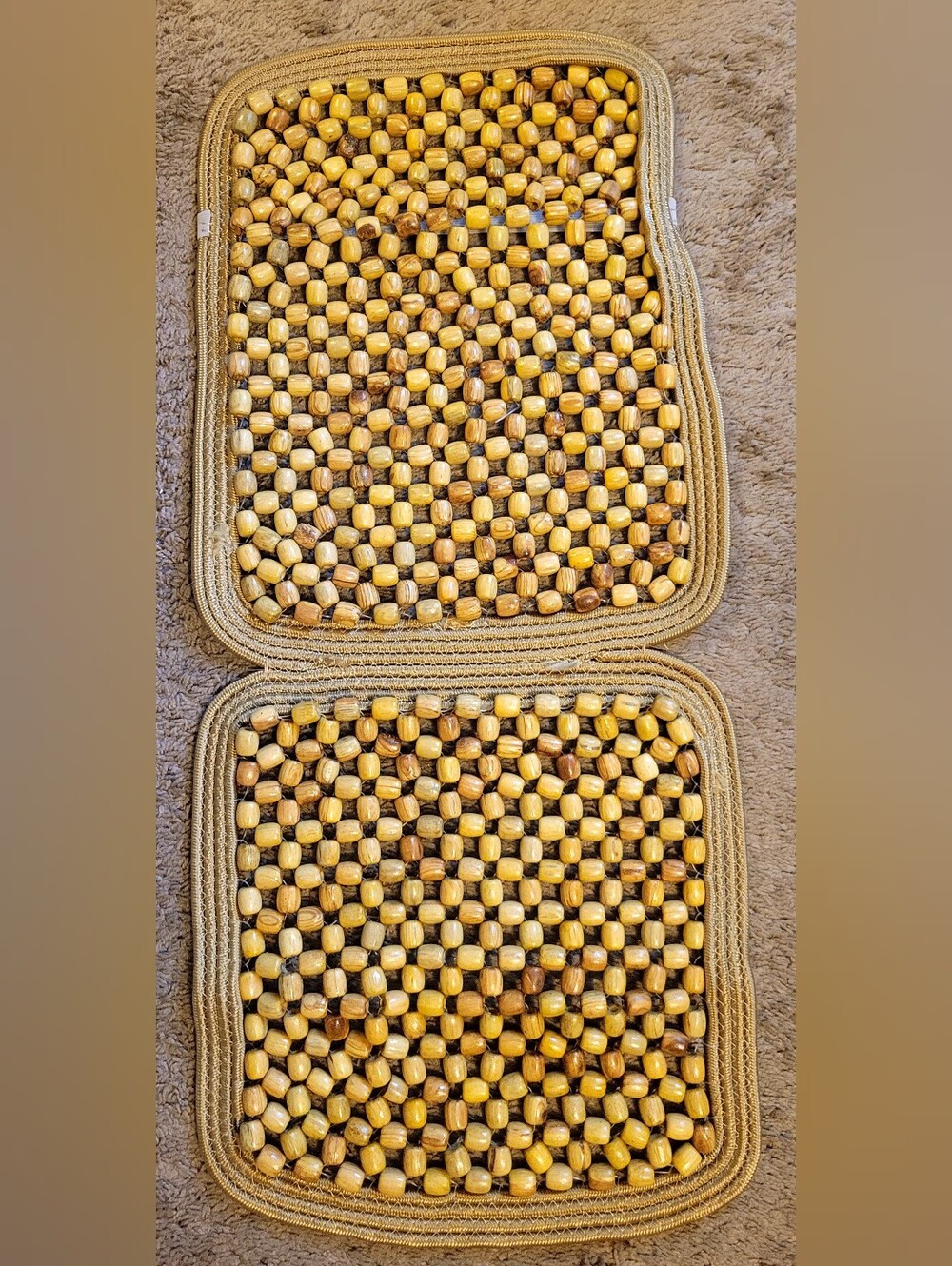Beaded Seat Cushion in Natural Wood Tones